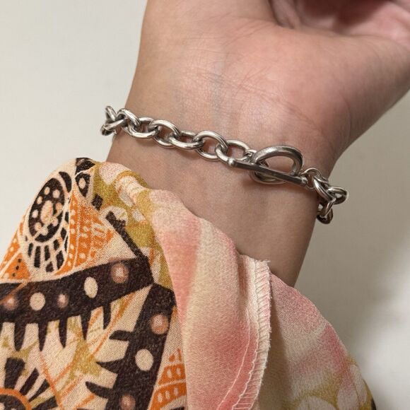 Vintage Sterling Rolo Toggle Clasp Bracelet - Picture 4 of 7